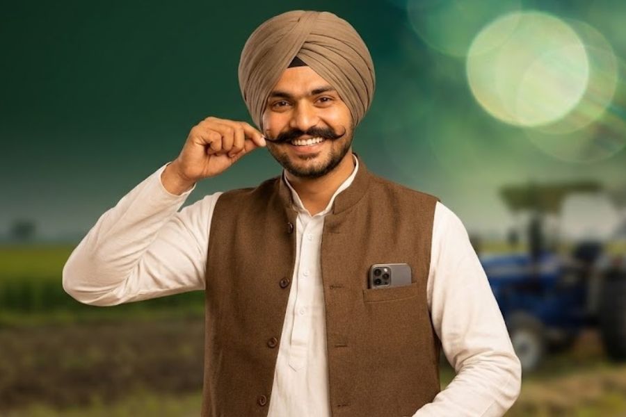 Indian Farmer smiling in field