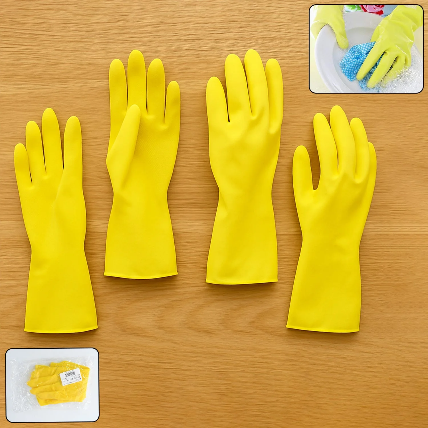 2 Pair Medium Rubber Cleaning Gloves – main view
