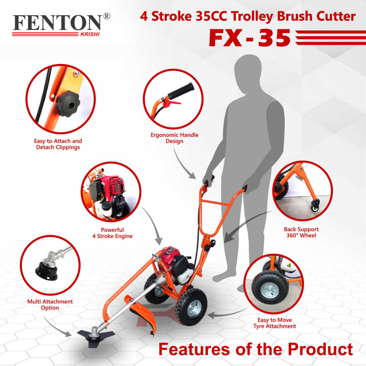 Fenton Krishi 35cc Petrol Brush Cutter with Trolley 1.8HP – thumb