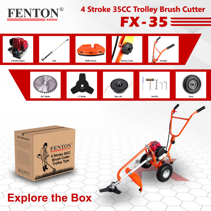 Fenton Krishi 35cc Petrol Brush Cutter with Trolley 1.8HP – thumb