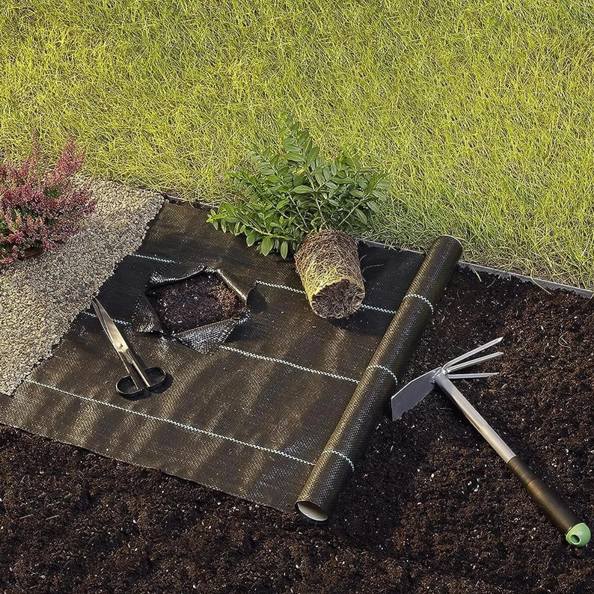 Singhal Premium Garden Weed Control Barrier Sheet Mat 110 GSM Heavy-Duty Landscape Fabric (Black) – thumb
