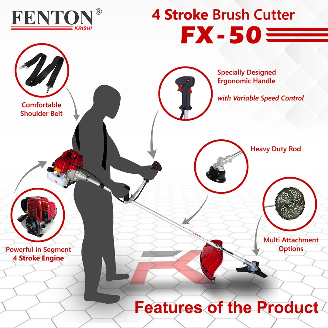Fenton Krishi 50CC Prime 1.8HP SP 4 Stroke Prime Brush Cutter 80T | 3T | Tap n Go Fuel Grass Trimmer – thumb