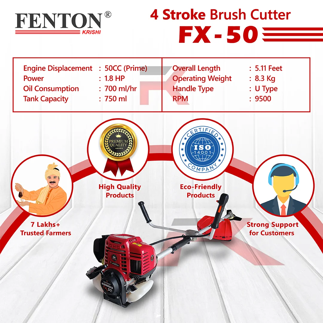 Fenton Krishi 50CC Prime 1.8HP SP 4 Stroke Prime Brush Cutter 80T | 3T | Tap n Go Fuel Grass Trimmer – thumb