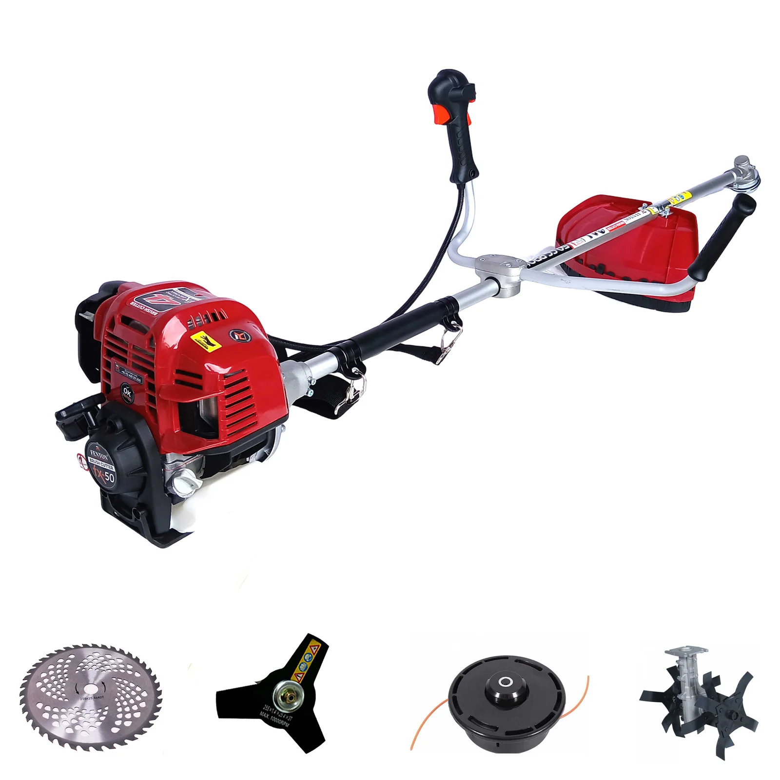 Fenton Krishi 50CC PRO 2.5HP SP 4 Stroke PRO Brush Cutter 80T | 3T | Tap n Go With Tiller Fuel Grass Trimmer – thumb