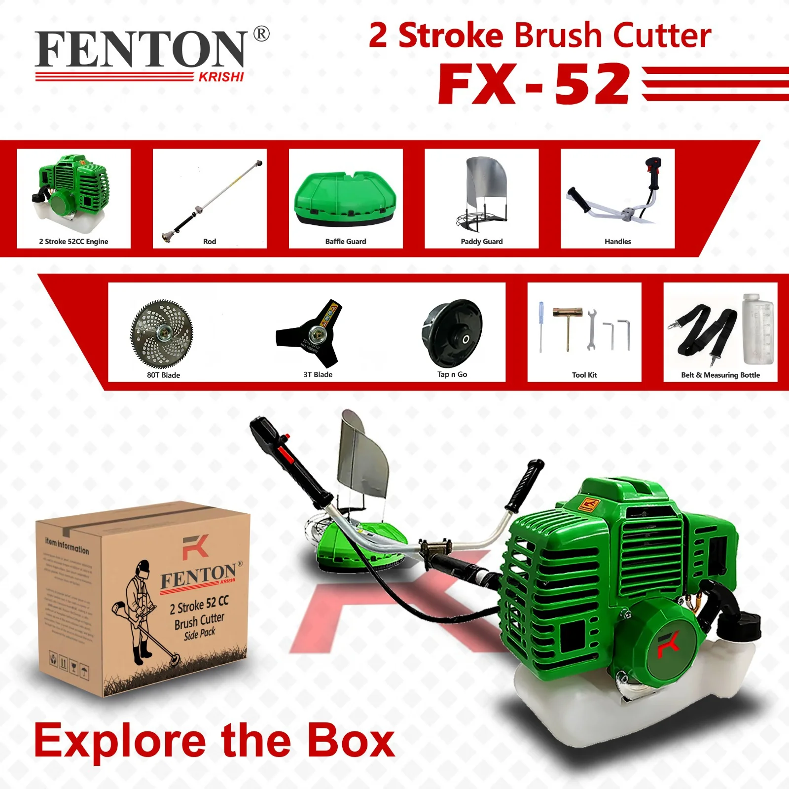Fenton Krishi 52CC SP Brush Cutter with 80T, 3T & Tap-n-Go Trimmer Head – thumb