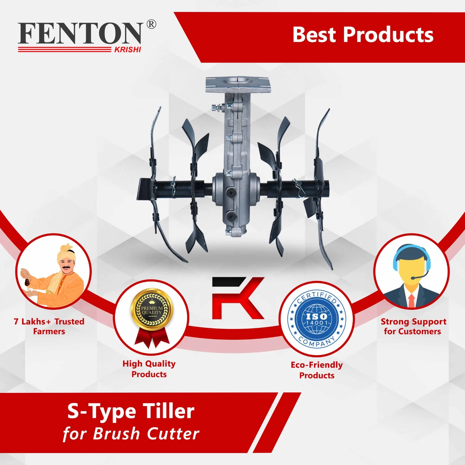 Fenton Krishi S-Type Tiller Attachment for Brush Cutter – thumb