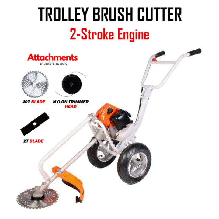 Neptune Trolley Brush Cutter / Grass Trimmer 52cc 2-Stroke Petrol Engine with Wheels (BC-520W) – thumb