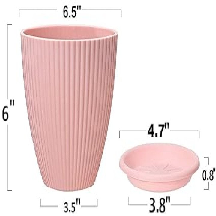 Plastic Round Flower Pot with Tray – main view