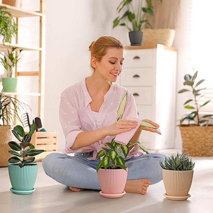 Plastic Round Flower Pot with Tray – thumb