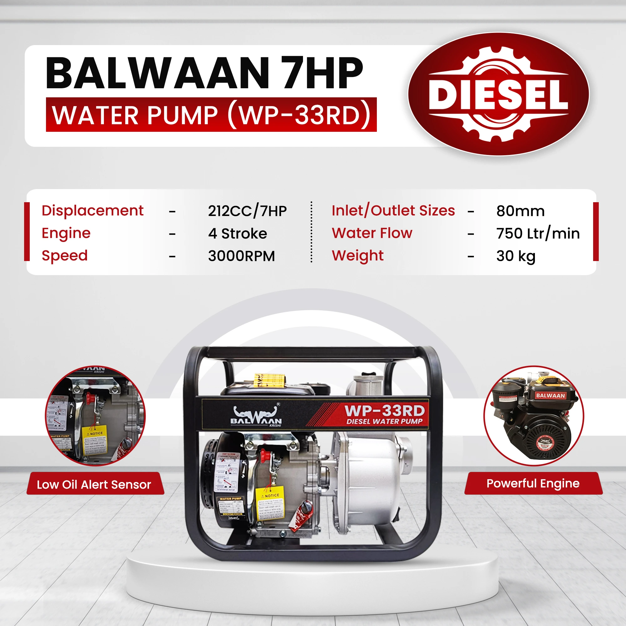 Balwaan WP 33RD Water Pump 3X3 Inch -(Premium) – thumb