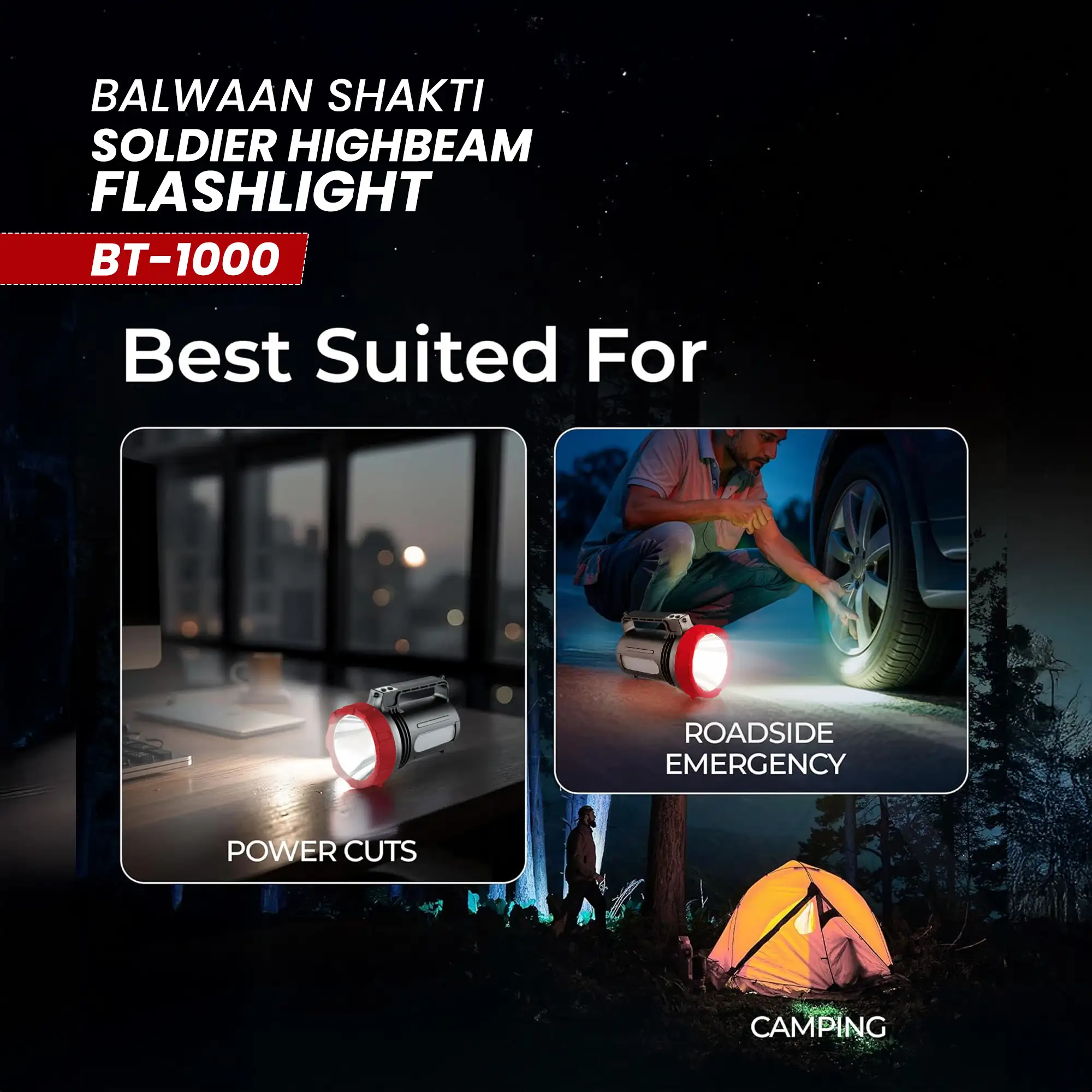 Balwaan Shakti Soldier High Beam Flashlight BT-1000