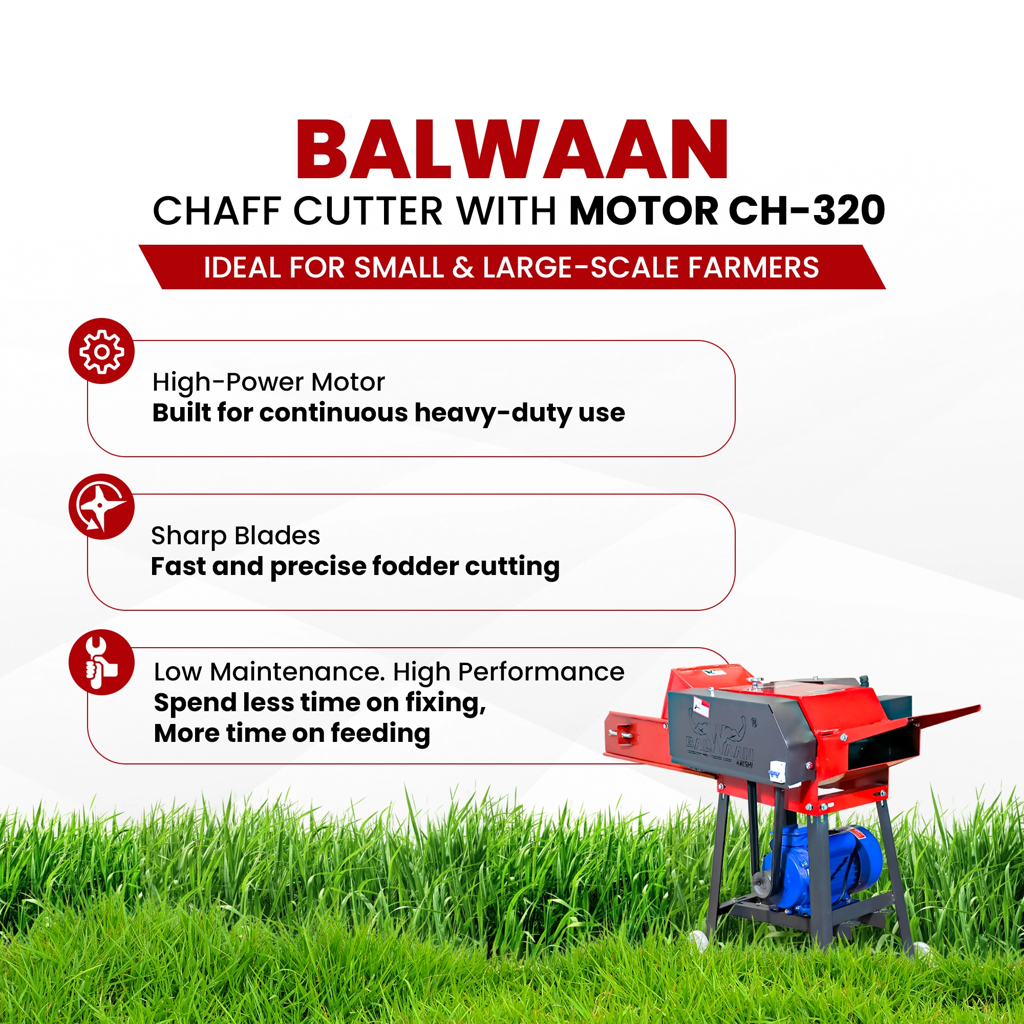 Balwaan Chaff Cutter (With Gear, Motor & Conveyor Belt) CH-320 – thumb