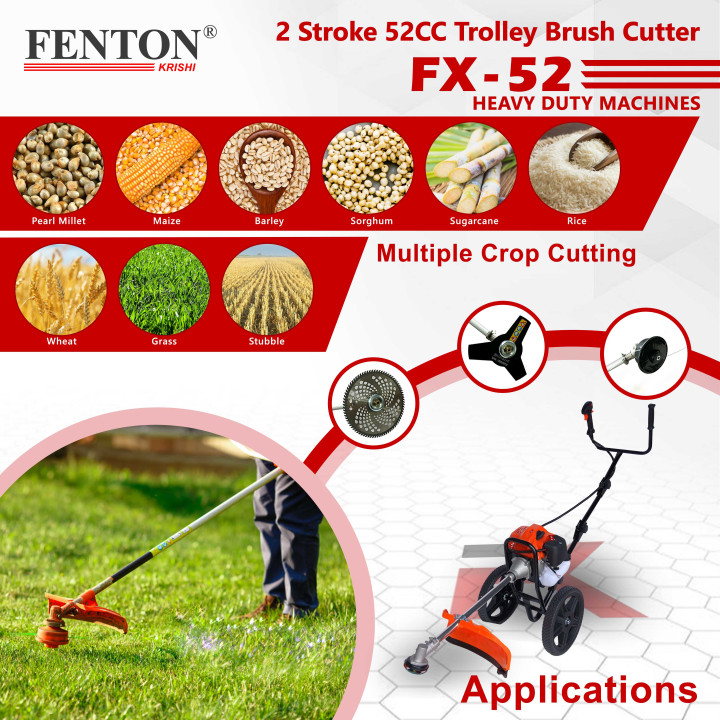 Fenton Krishi 52cc Petrol Brush Cutter Hand Push 1.47HP – thumb