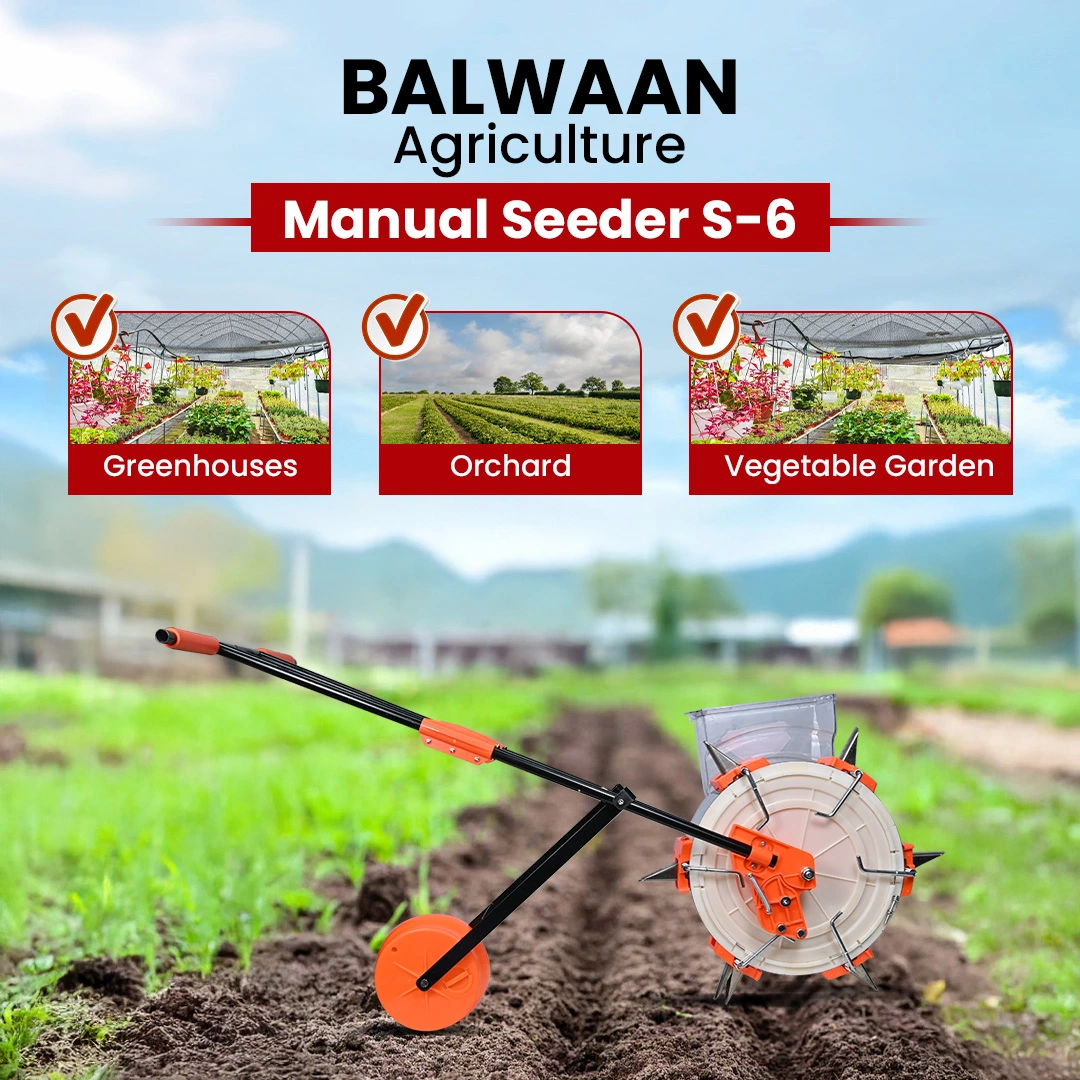 Balwaan S-6 Manual Seeder – 6 Teeth Hand Operated Seed Planter