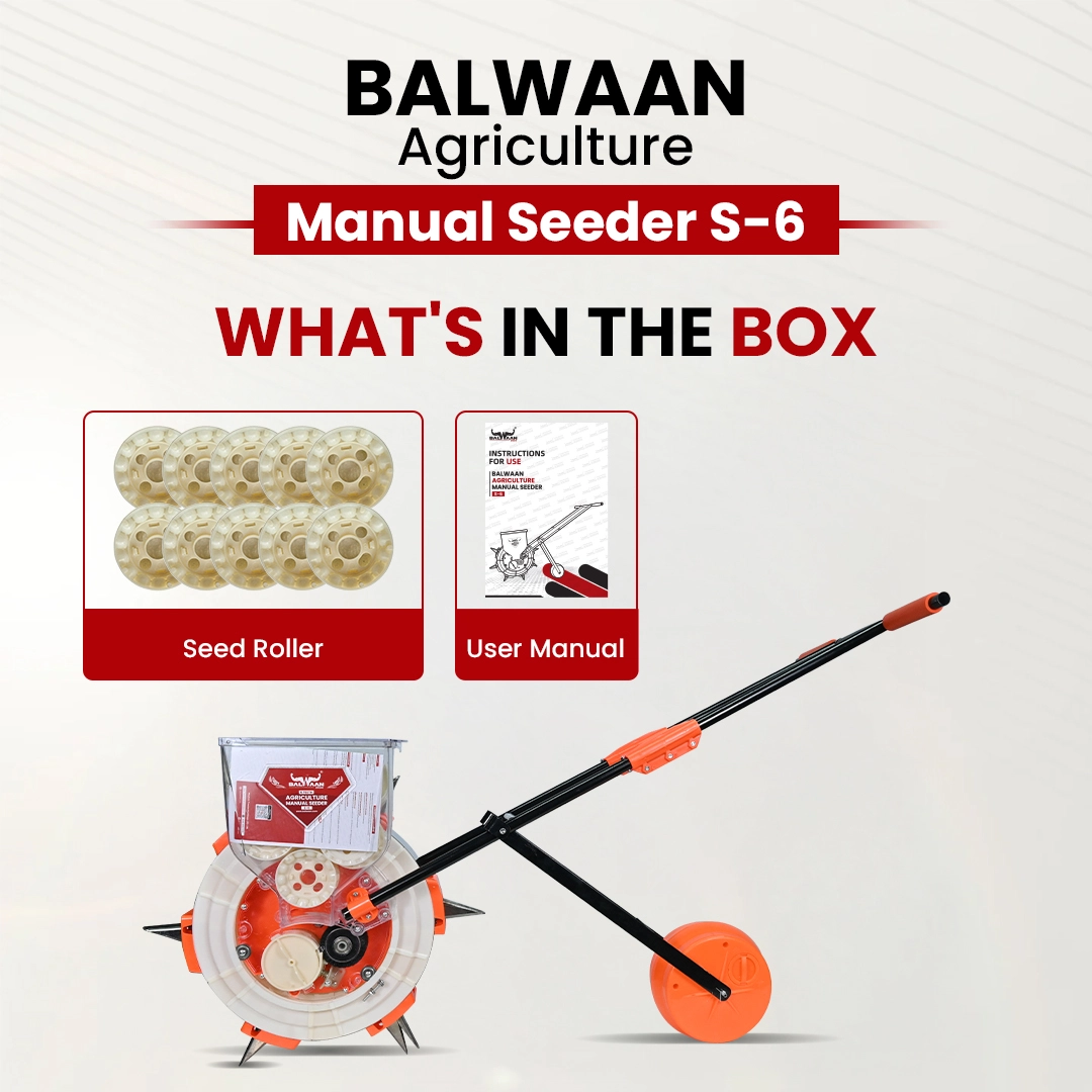 Balwaan S-6 Manual Seeder – 6 Teeth Hand Operated Seed Planter – thumb