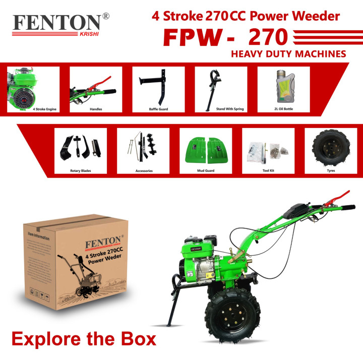 FENTON Krishi FPW-270 4 Stroke 270CC 9HP Heavy Duty Power Weeder – thumb